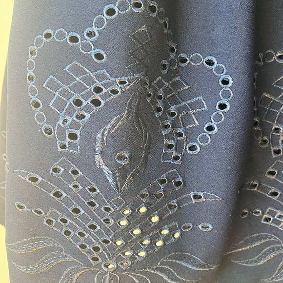 Francesca’s Collections Mi Ami Navy Blue Embroidered Dress - Picture 7 of 16